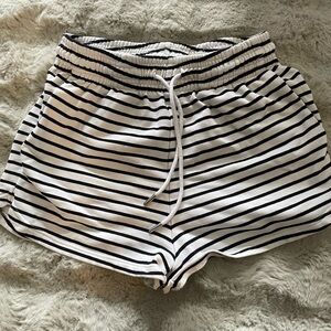 H&M Black and White Striped Athletic Shorts